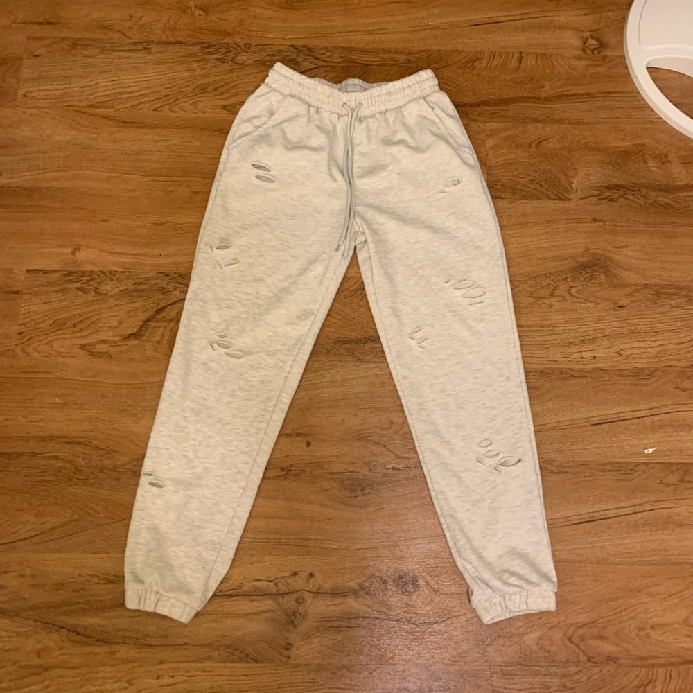 High Waisted Distressed Drawstring Sweatpants/Jog… - image 1